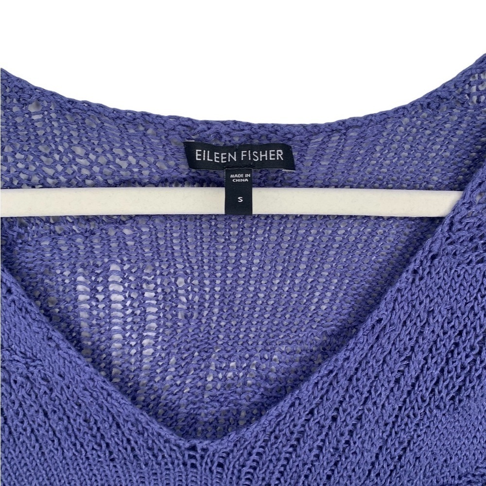 Eileen Fisher Lavender Blue Metallic Knit Top Size Small - Picture 5 of 8